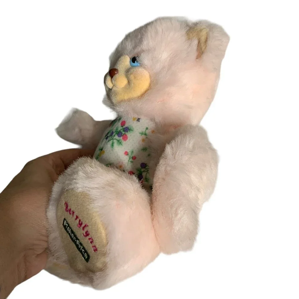 Vintage 90s Fisher Price Berrylynn Bear Plush Toy 9 in Pink Fur Briarberry Coll